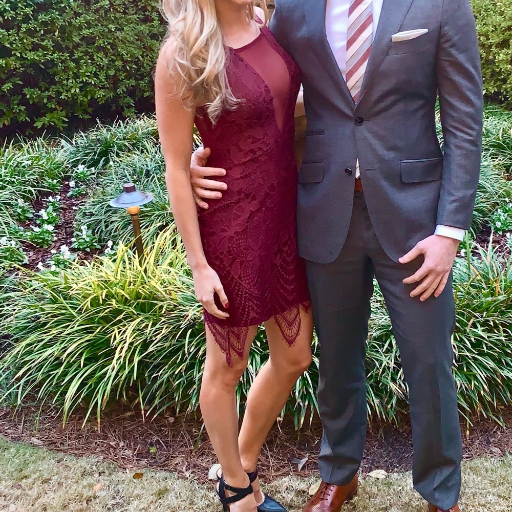 Wedding guest dress- lacy, sexy v-neck